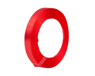 Beyaz arka planda izole edilmiş hediyeler için kırmızı bant daire dekoratifi