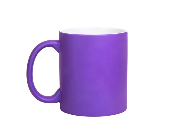 Violet Mat Tasse Céramique Isolée Sur Fond Blanc — Photo