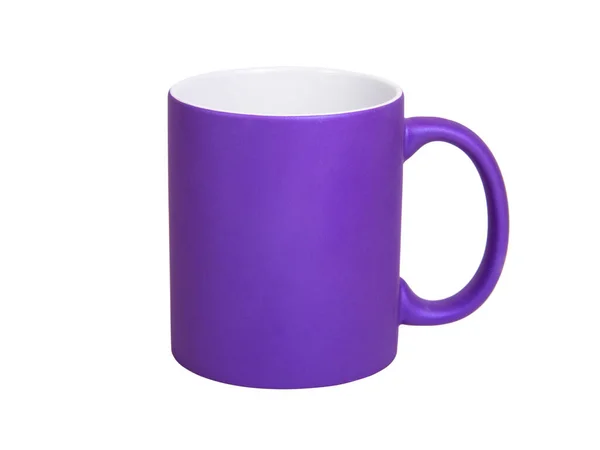 Violet Mat Tasse Céramique Isolée Sur Fond Blanc — Photo