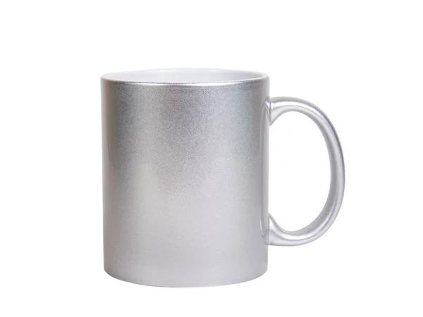 Plata Mate Taza Cerámica Aislada Sobre Fondo Blanco — Foto de Stock