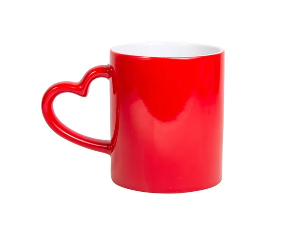 Red Heart Cup Ceramic Isolated White Background — Stock Photo, Image