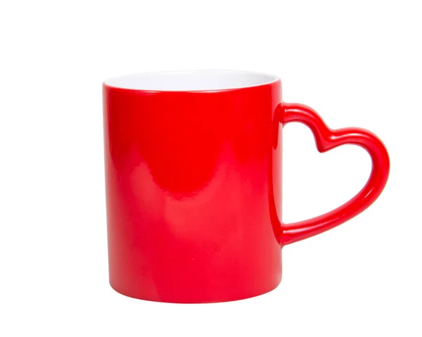 Красный Одна Чашка Керамической Изолированы Белом Фоне — стоковое фото