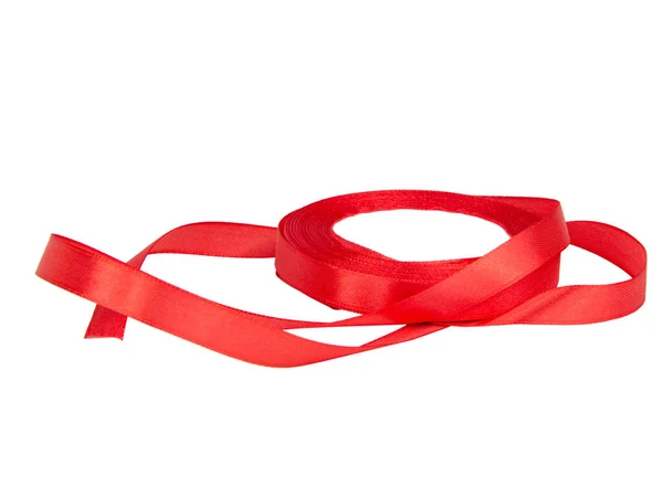 Червоний Ремісничий Стрічковий Круг Декоративний Подарунків Ізольований Білому Тлі — стокове фото