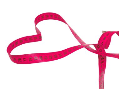 Beyaz arkaplanda izole edilmiş pembe bant ölçüsü