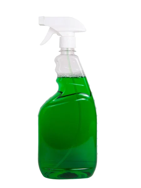 Spray Cleaning Windows Green Bottle Isolated White Background — 图库照片