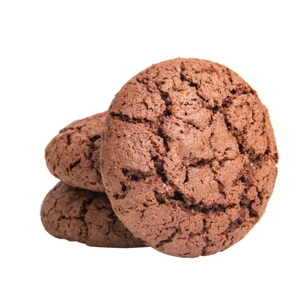 Leckere Kekse Aus Dunkler Schokolade Isoliert Auf Weißem Hintergrund — Stockfoto