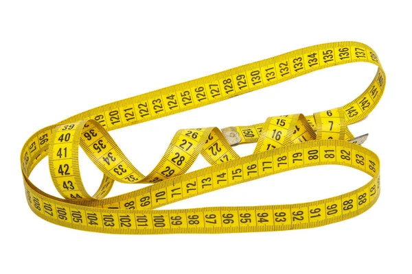 Spiral Yellow Tape Measure Isolated White Background — Stock Photo, Image