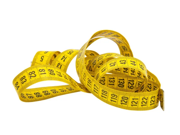 Spiral Yellow Tape Measure Isolated White Background — Stock Photo, Image