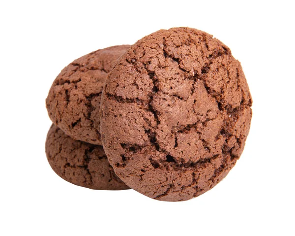 Biscoitos Chocolate Americanos Saborosos Isolados Fundo Branco — Fotografia de Stock