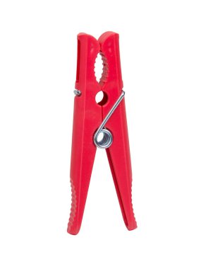 Beyaz arka planda izole edilmiş kırmızı giysiler plastik.