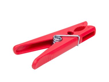 Beyaz arka planda izole edilmiş kırmızı giysiler plastik.