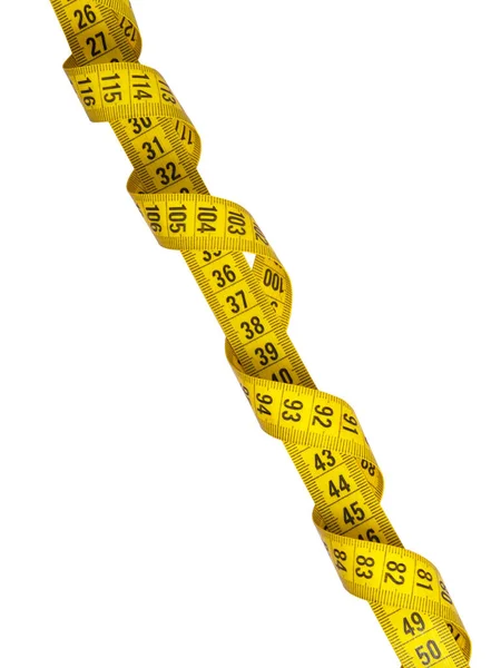 Měřítko Žluté Pásky Izolované Bílém Pozadí — Stock fotografie