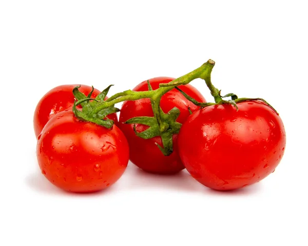 Branche Tomates Rouges Fraîches Isolée Sur Fond Blanc — Photo