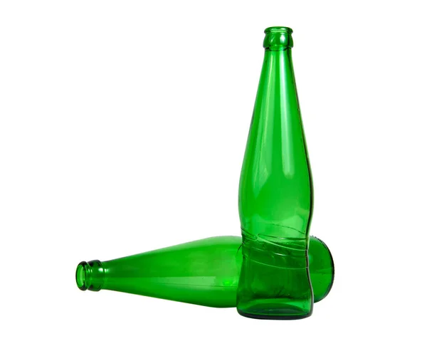 Lege Groene Glazen Fles Bier Limonade Geïsoleerd Witte Achtergrond — Stockfoto