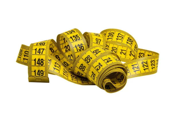 Yellow Spiral Tape Measure Isolated White Background — Stock Photo, Image