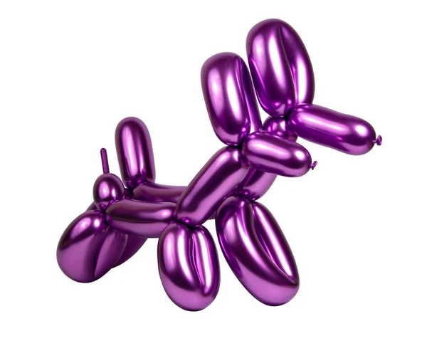 Figura Perro Globo Púrpura Brillante Aislado Sobre Fondo Blanco — Foto de Stock