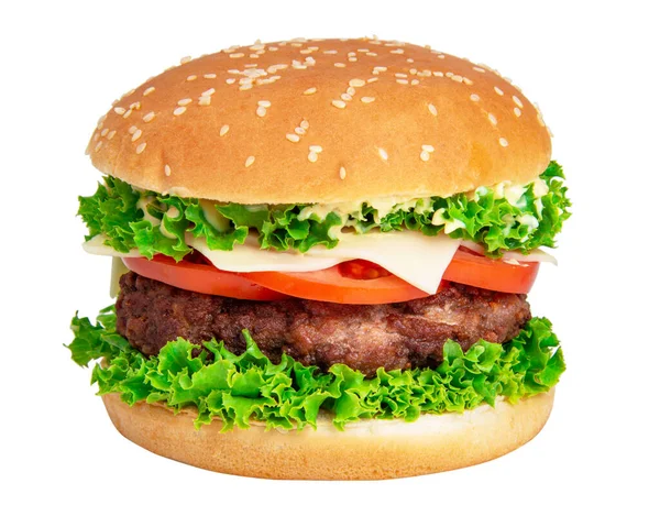 Saboroso Cheeseburger Isolado Fundo Branco — Fotografia de Stock
