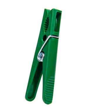 Beyaz arkaplanda izole edilmiş bir yeşil bez toka.