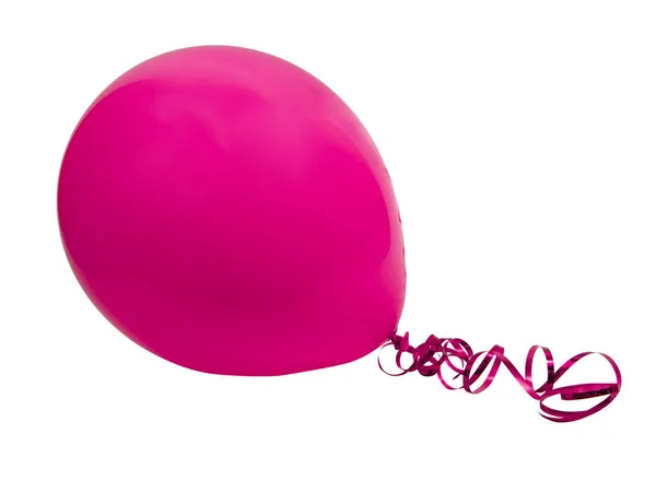 Roze Heldere Rubberen Ballon Geïsoleerd Witte Achtergrond — Stockfoto