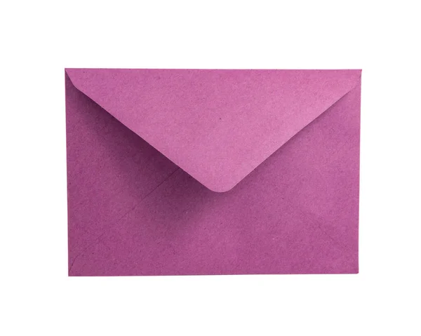 白い背景に隔離されたメールのためのクラフトピンクの紙封筒 — ストック写真