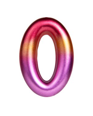 Beyaz arkaplanda çok renkli 0 sayısı izole edildi