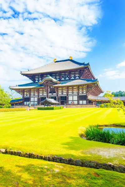 Daibutsuden büyük Buda salon açık mavi gökyüzü çimen