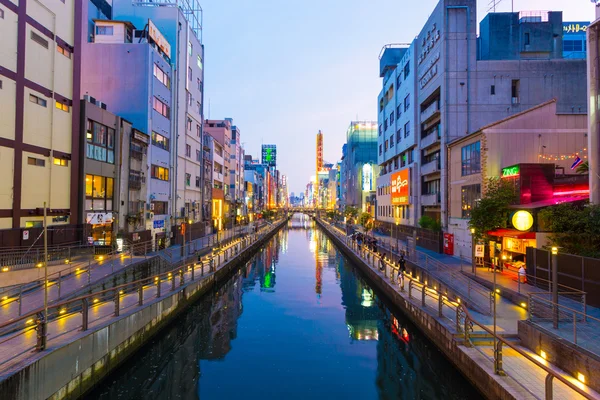 Dotonbori Canal Hora Azul Noite Osaka H — Fotografia de Stock