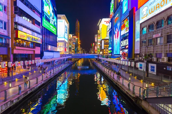 Dotonbori Canal Illuminated Signboards Osaka H — Stock Photo, Image