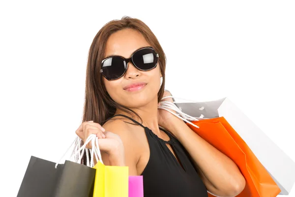 Asian Female Shopper Portrait Close Up At Camera — Stock Photo, Image