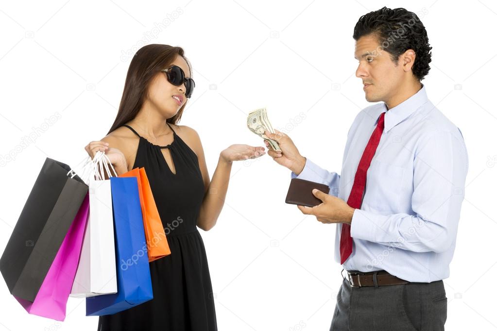 Asian Wife Shopping Demanding More Cash  Husband