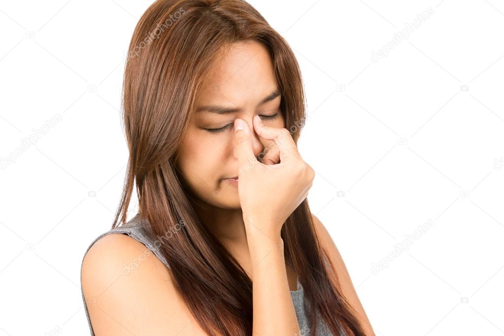 Sinus Congestion Headache Asian Woman Discomfort