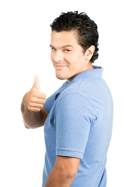 Rear Over The Shoulder Hispanic Man Thumbs Up — Stock Photo, Image