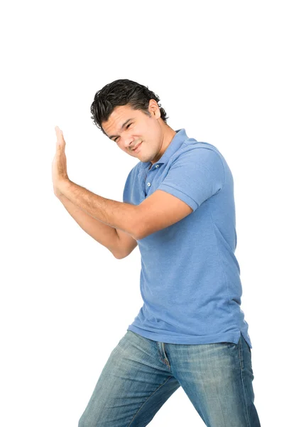 Man Driving Back Pushing Against Side Object — Stock Photo, Image