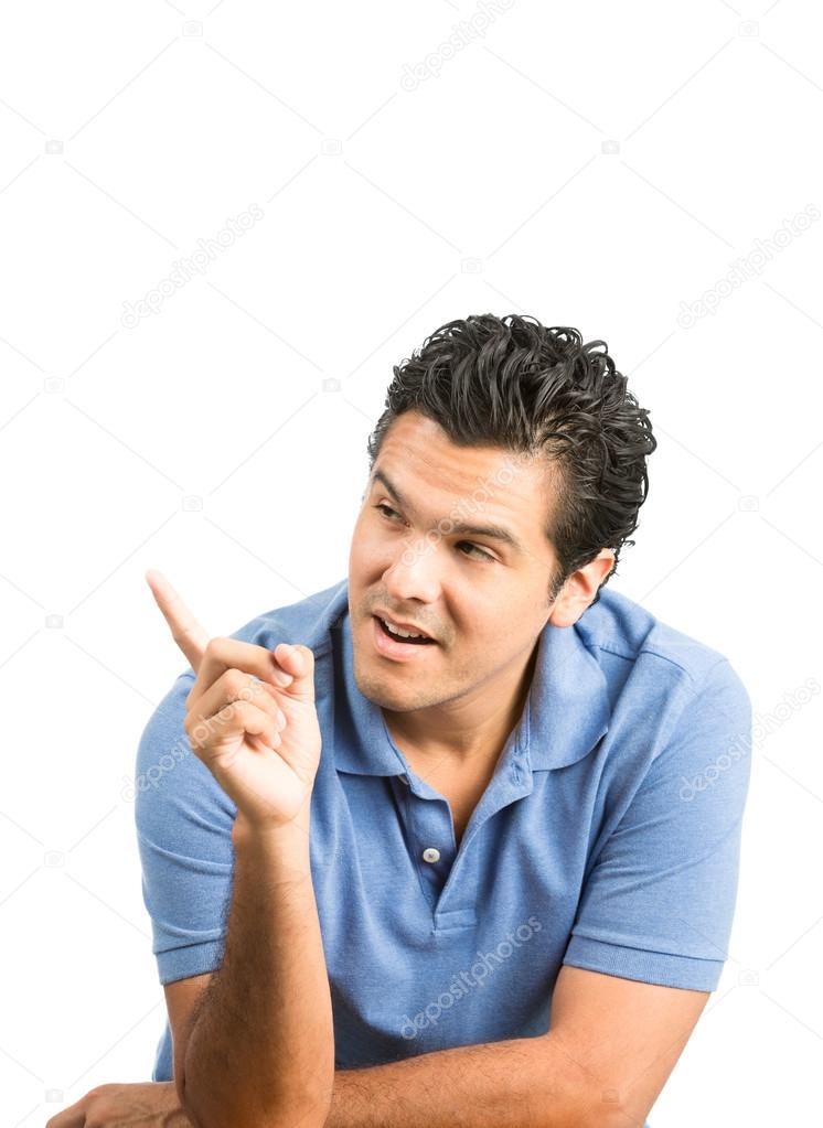 Finger Pointing Hispanic Male Blank Ad Space V
