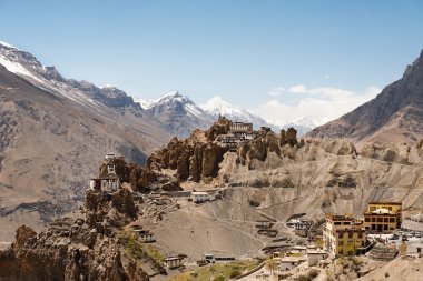 New and Old Dhankar Mountain Monastery Daytime