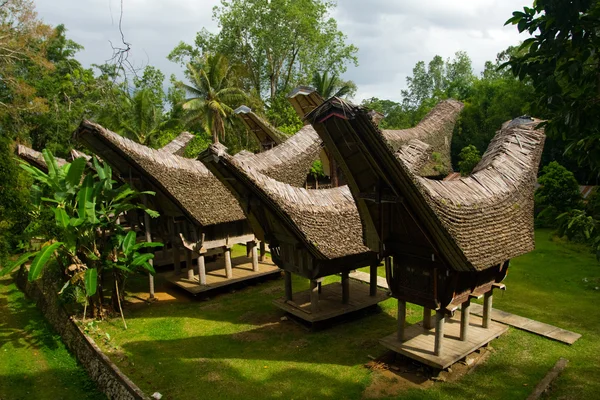 Casas de barco tradicionais de Torajan Village Rantepao — Fotografia de Stock
