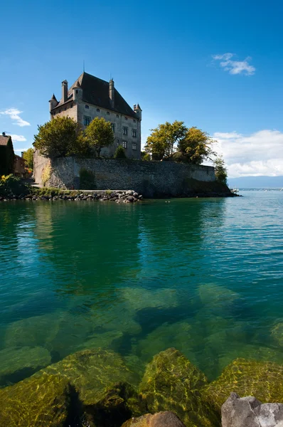 Genfer See Waterfront Chateau Villa vertikal — Stockfoto