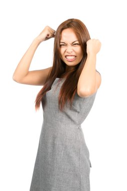 Disappointed Asian Girl Temper Tantrum Fists Ball clipart