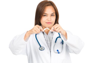 Female Doctor Quit Smoking Angled At Camera H clipart