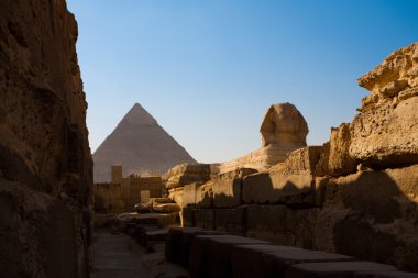 Sphynx geçit Khafre piramit benzersiz
