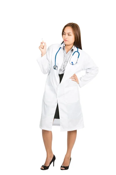 Asian Female Doctor Displeasure At Cigarette Side — Stock Photo, Image