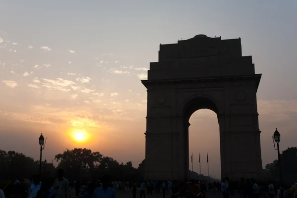 India Gate Sunset Silhouette Delhi Landmark — Stock Photo, Image