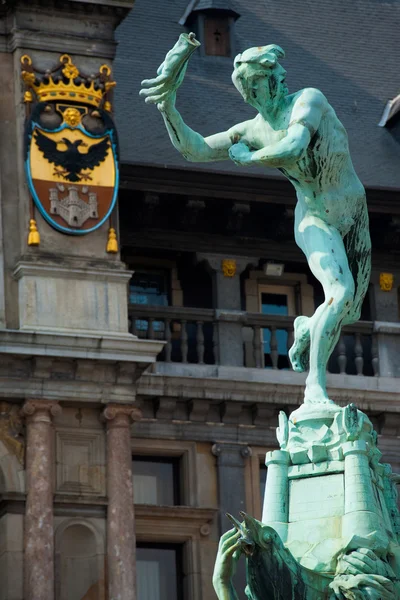 Grote Markt Antwerp Brabo Statue Closeup — Stock Photo, Image