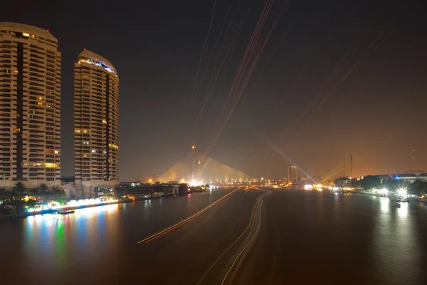 Loi Krathong Lantern Lights Bangkok Chao Phraya — Stock Photo, Image