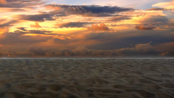 Golden Sky Sandy Beach Floors Beautiful Nature — Stock Photo, Image