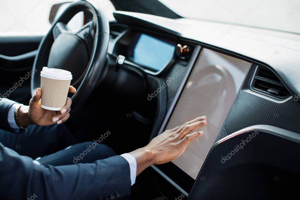 African man using modern system of electric for navigation
