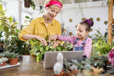 Bir anne ve kız birlikte bahçe işlerinden hoşlanırlar, bitkileri öğrenirler ve onları evlerinde beslerler.