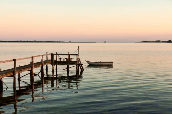 Mola Koupání Při Západu Slunce Faaborgu Dánsko — Stock fotografie