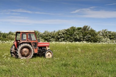 Sahadaki eski traktör. 