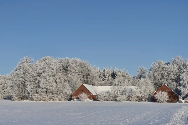 Boerderij in de sneeuw — Stockfoto